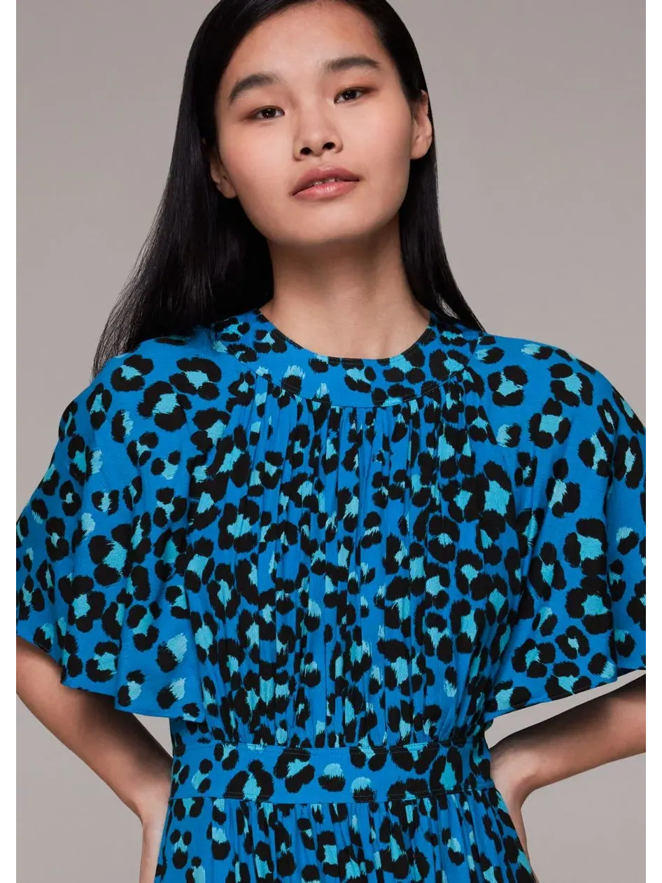 Платье-миди с принтом Painted Leopard Amelia Whistles — изображение 3 из 6, синий/мульти