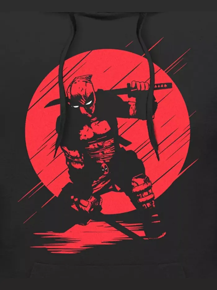 Мужская толстовка Silhouette Deadpool с капюшоном на флисе Fifth Sun — изображение 3 из 3, черный