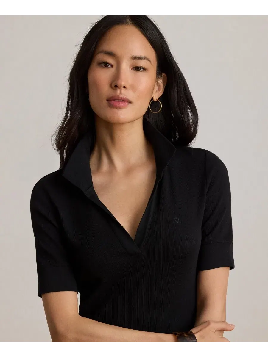 Платье с воротником и рифленым трикотажем Lauren Ralph Lauren — изображение 4 из 7, черный
