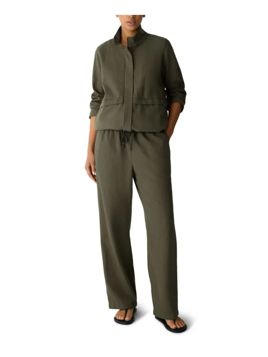 Брюки прямого кроя Petite Straight-Leg Pants Eileen Fisher — изображение 1 из 4, оливковый