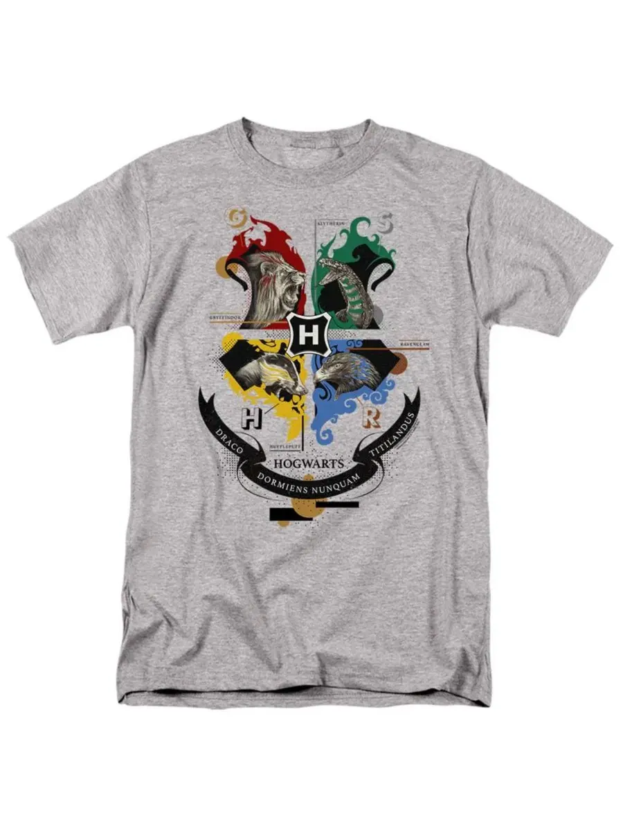 Мужская футболка с принтом Hogwarts Magicial Mischief Level Up Crest Harry Potter — изображение 1 из 3, приглушенный
