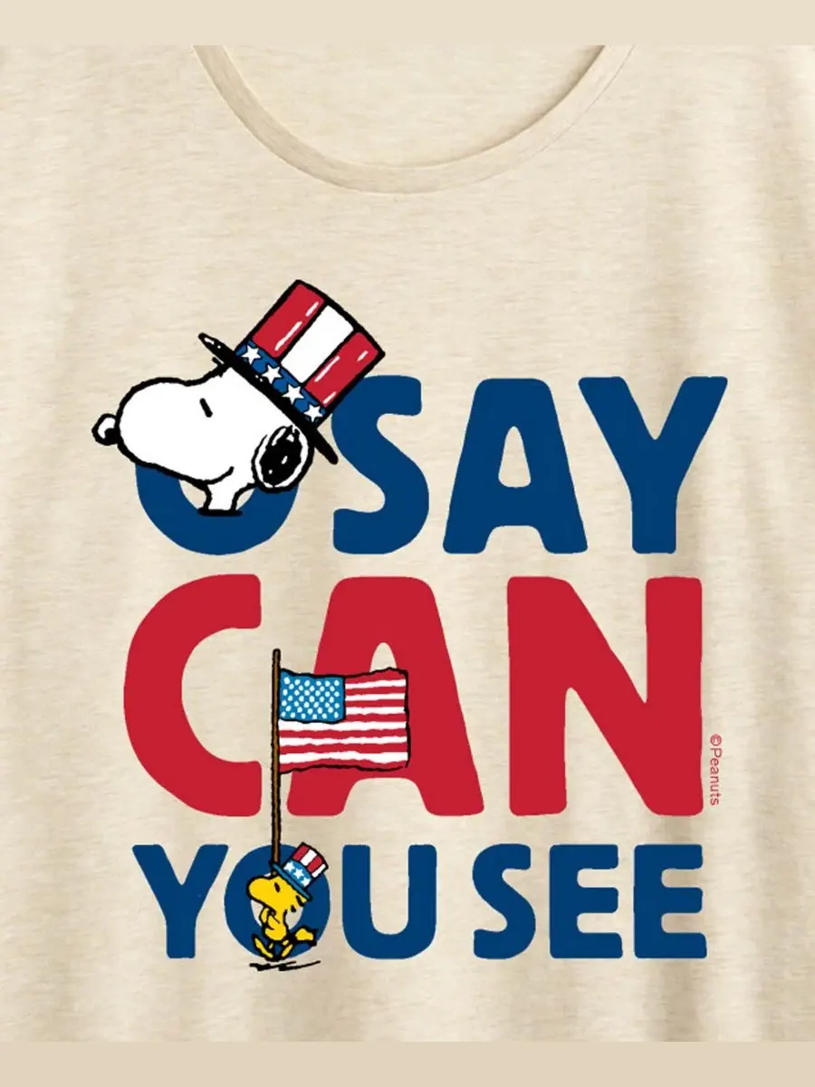 Футболка с коротким рукавом и принтом Snoopy Say Can You See Plus Size Hybrid Apparel — изображение 2 из 3, березовый
