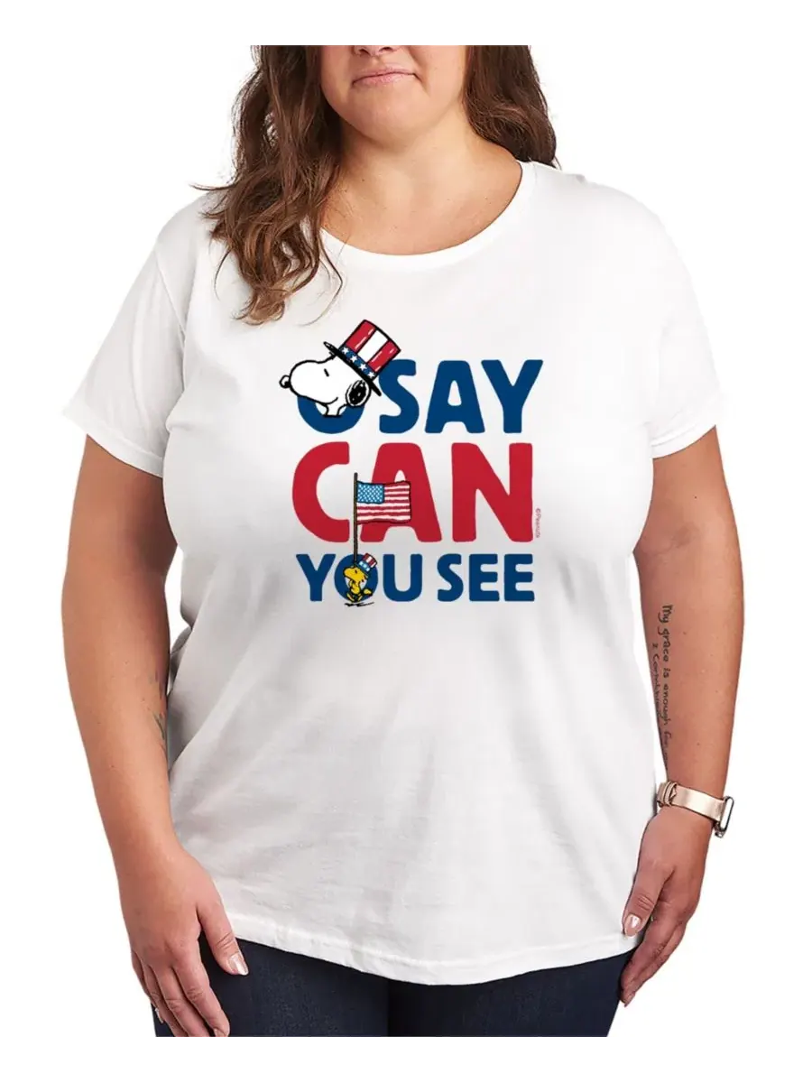 Футболка с принтом Snoopy Say Can You See Hybrid Apparel — изображение 1 из 3, белый