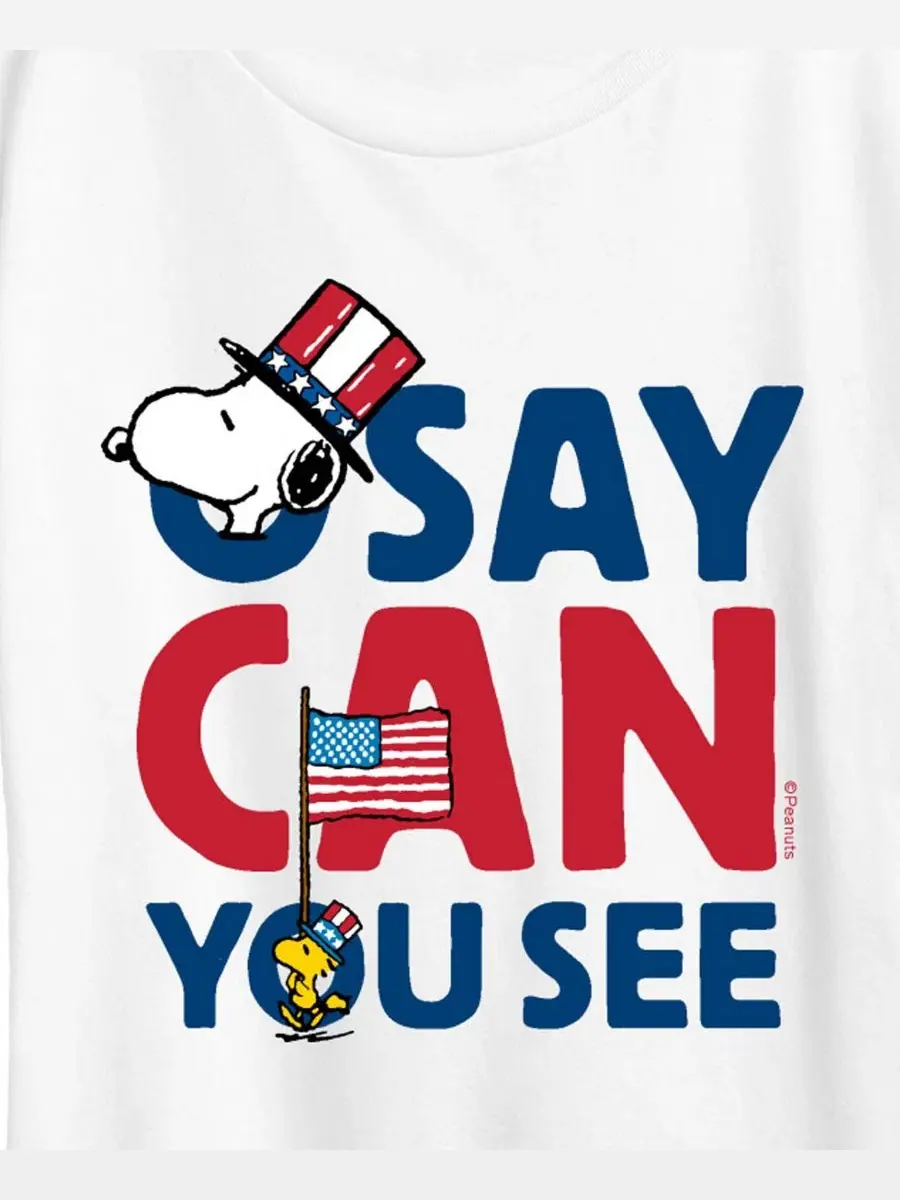Футболка с принтом Snoopy Say Can You See Hybrid Apparel — изображение 2 из 3, белый