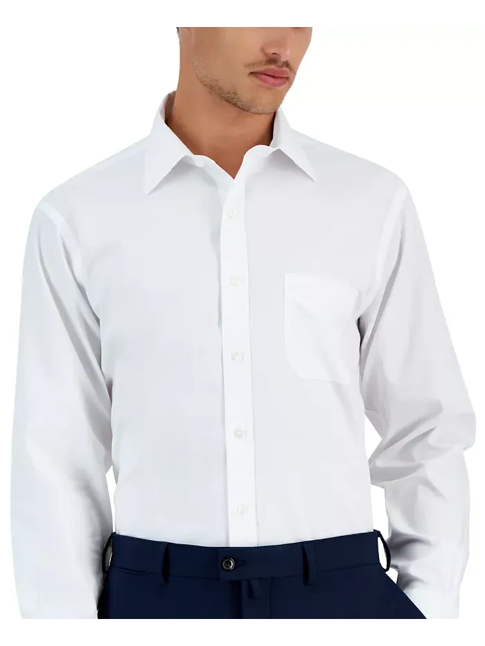 Мужская классическая рубашка с воротником-стойкой Non-Iron Spread, однотонная Brooks Brothers — изображение 3 из 5, белый