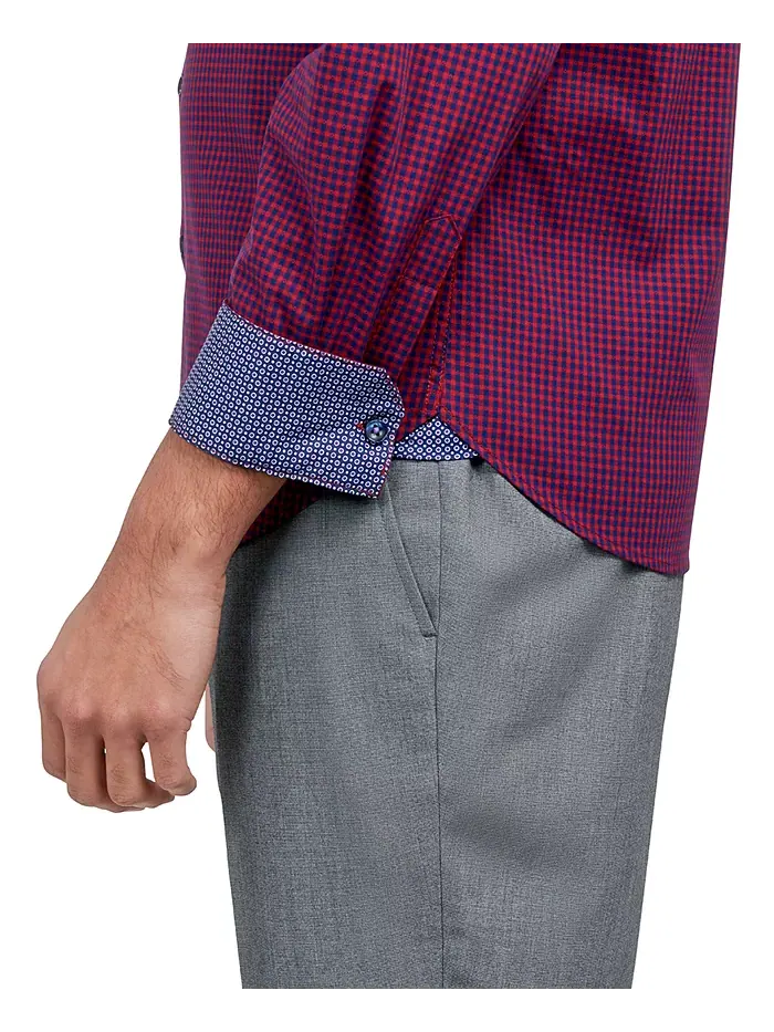 Мужская классическая рубашка в клетку Gingham MICHELSONS OF LONDON — изображение 3 из 4, темно-синий/красный