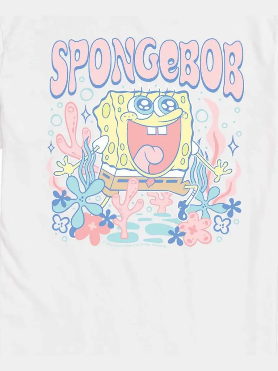Футболка с принтом Spongebob Squarepants Cute Pastel Graphic AIRWAVES — изображение 3 из 3, белый