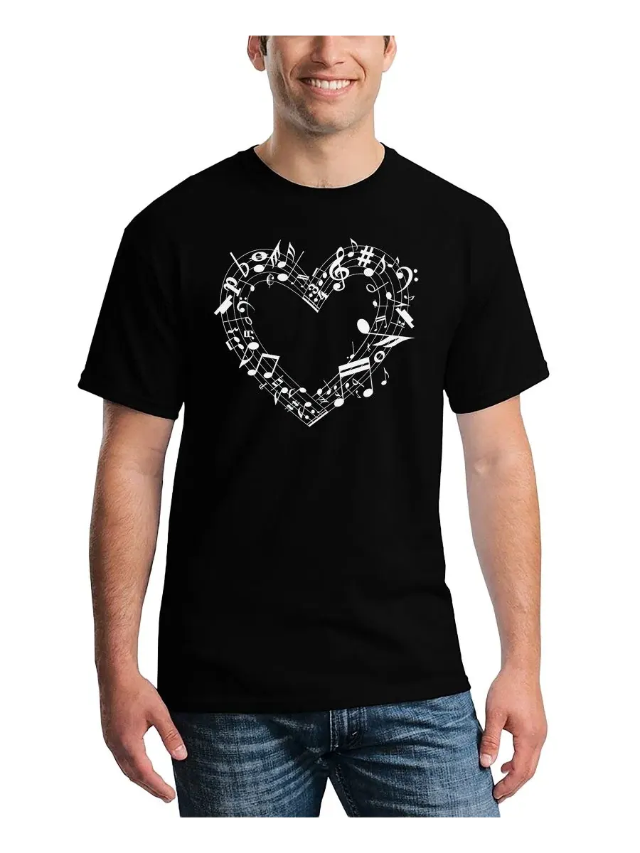 Футболка с принтом Music Notes Heart LA Pop Art — изображение 1 из 4, черный