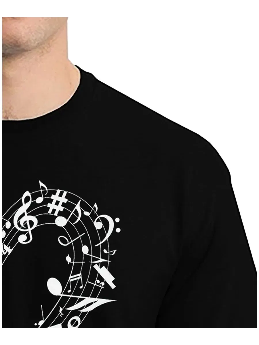Футболка с принтом Music Notes Heart LA Pop Art — изображение 2 из 4, черный