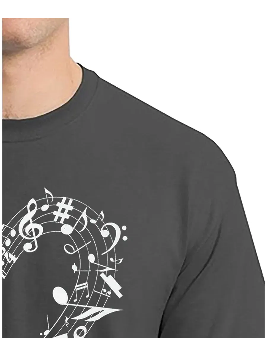 Футболка с принтом Music Notes Heart LA Pop Art — изображение 2 из 3, темный серый