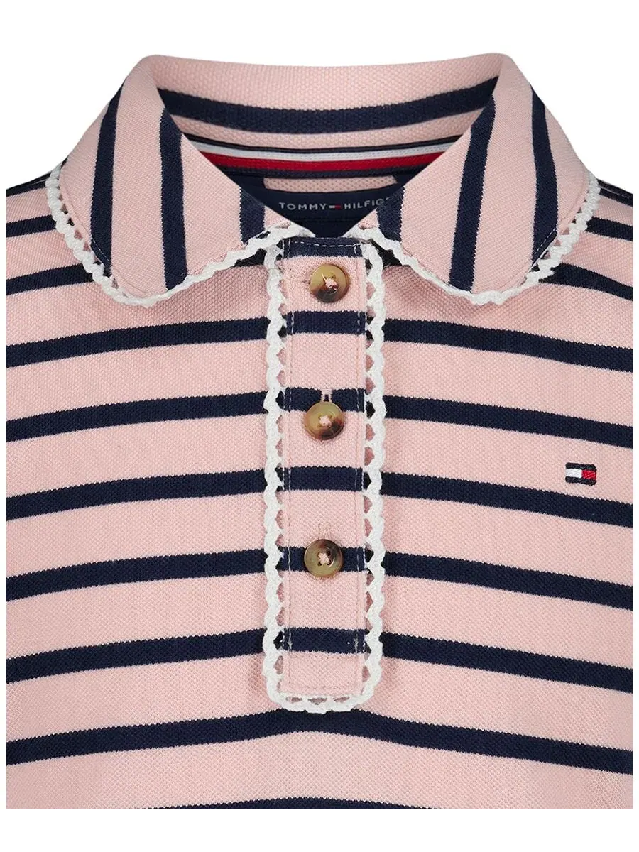 Платье-поло с полосками, модель Striped Polo Collar Dress Tommy Hilfiger — изображение 4 из 5, лотус