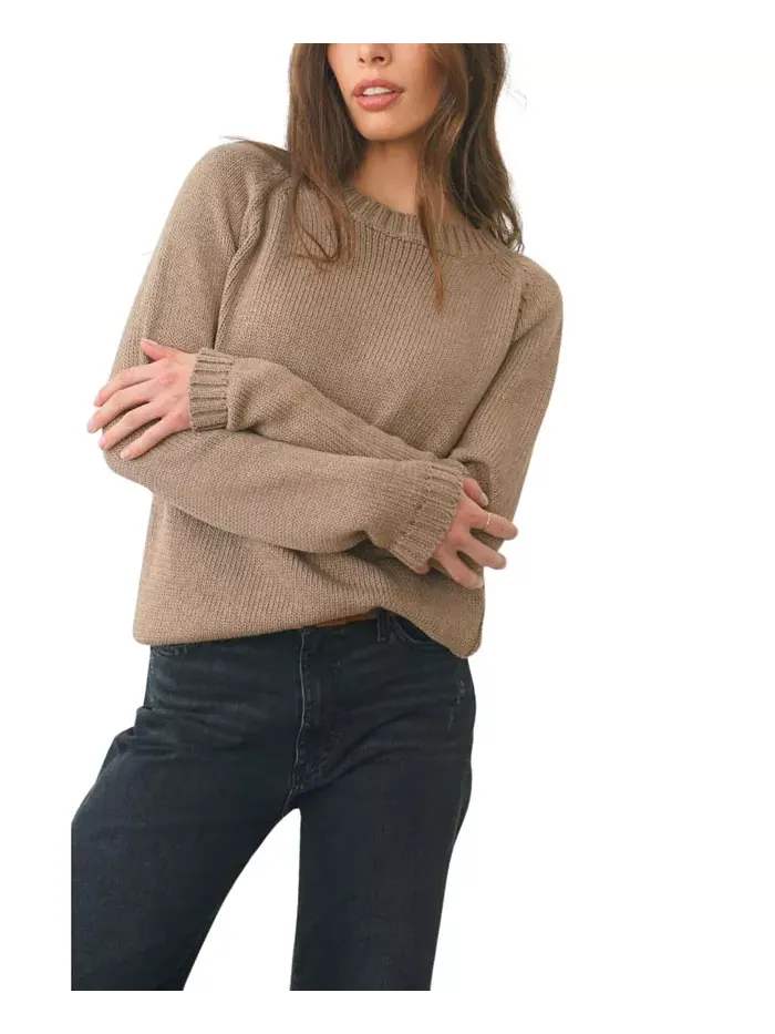 Женский хлопковый свитер Sloane с круглым вырезом в цвете мокко Paneros Clothing — изображение 1 из 3, бордовый