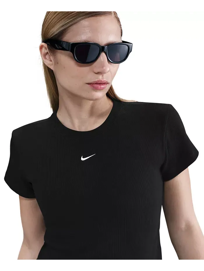 Женская спортивная футболка с коротким рукавом в рубчик Nike — изображение 4 из 4, черный