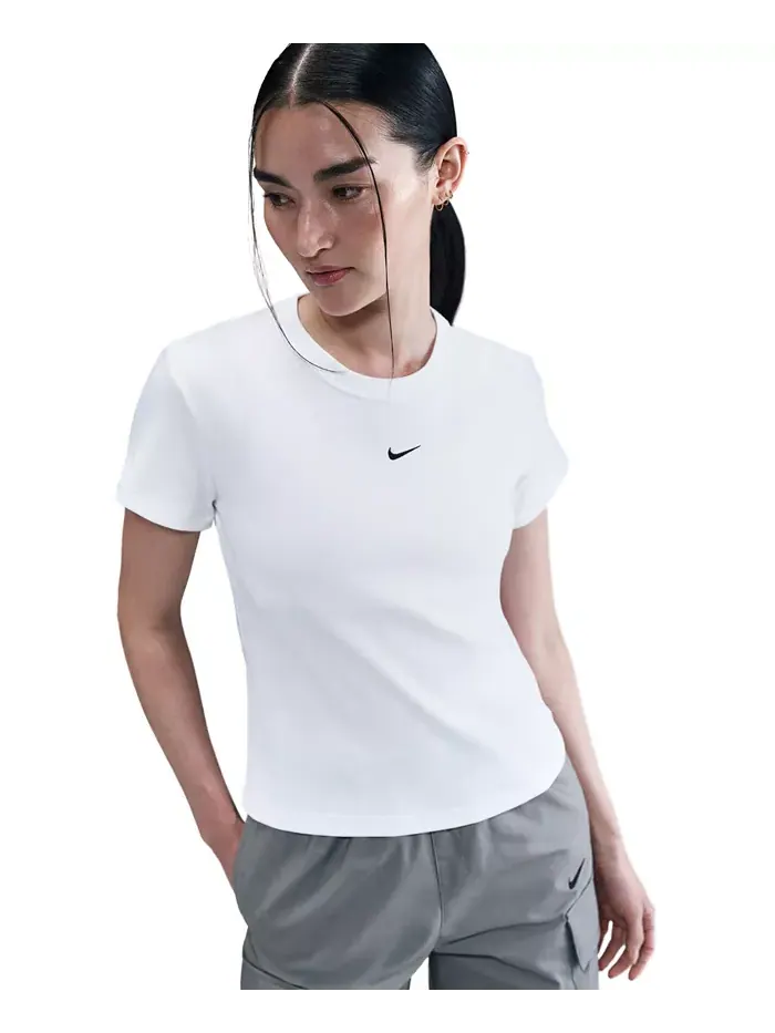Женская спортивная футболка с коротким рукавом в рубчик Nike — изображение 3 из 4, белый