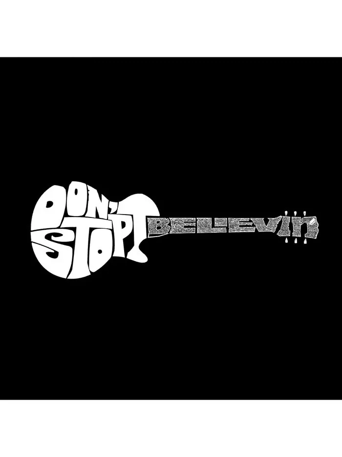 Футболка мужская премиум-класса с надписью Word Art - Don't Stop Believin LA Pop Art — изображение 2 из 2, черный