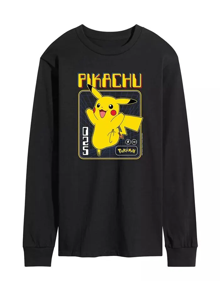 Мужская футболка с длинным рукавом Pokemon Pikachu AIRWAVES — изображение 1 из 2, черный