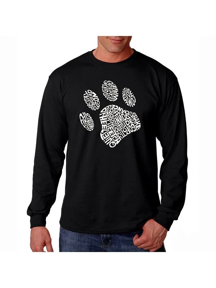 Мужская футболка с длинным рукавом с надписью Word Art — Dog Paw LA Pop Art — изображение 1 из 2, черный