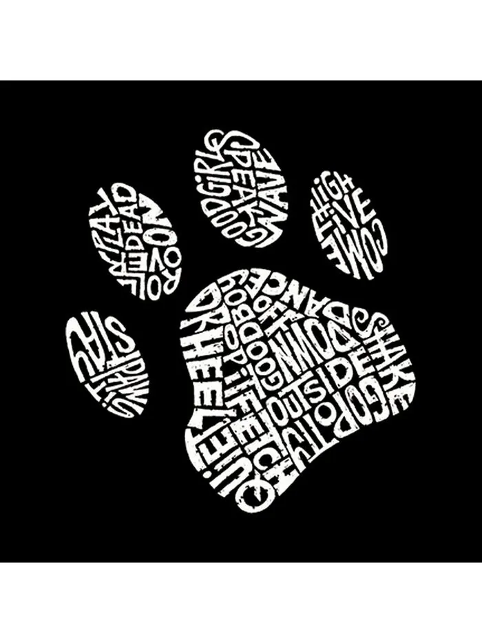 Мужская футболка с длинным рукавом с надписью Word Art — Dog Paw LA Pop Art — изображение 2 из 2, черный