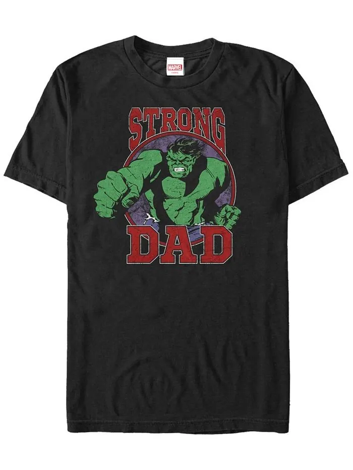 Мужская футболка с короткими рукавами из коллекции комиксов Marvel The Hulk Strong Dad Fifth Sun — изображение 1 из 1, черный