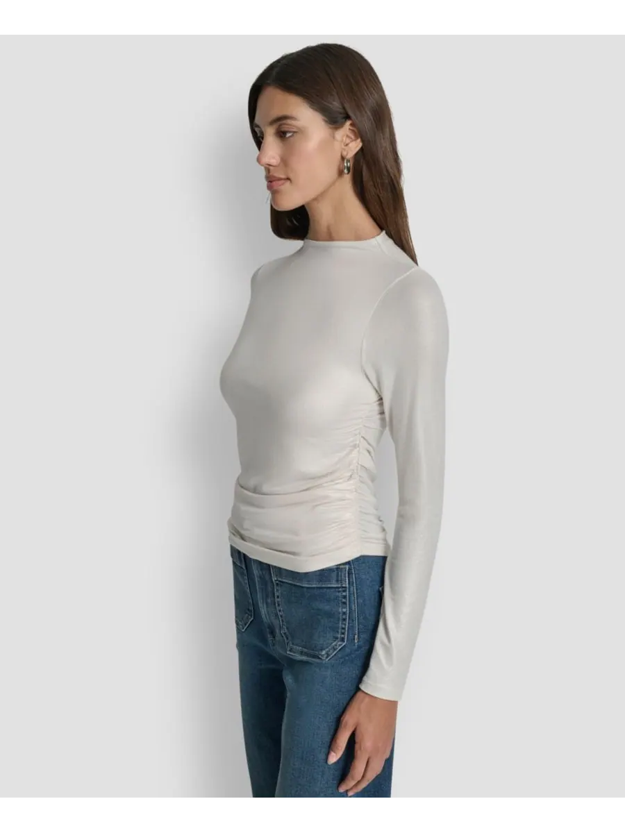 Женская блузка с длинными рукавами и сборками DKNY Jeans — изображение 2 из 4, серебристый