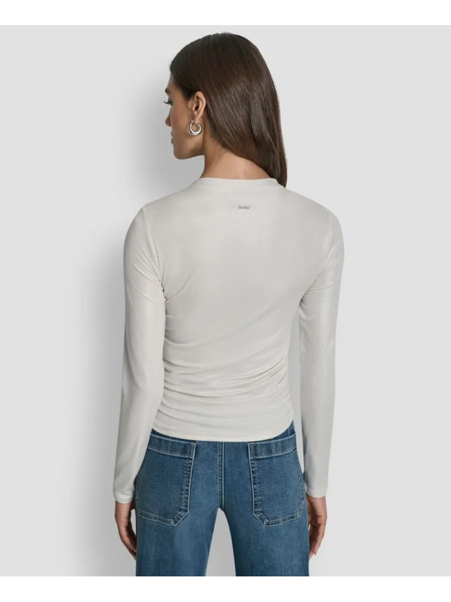 Женская блузка с длинными рукавами и сборками DKNY Jeans — изображение 4 из 4, серебристый