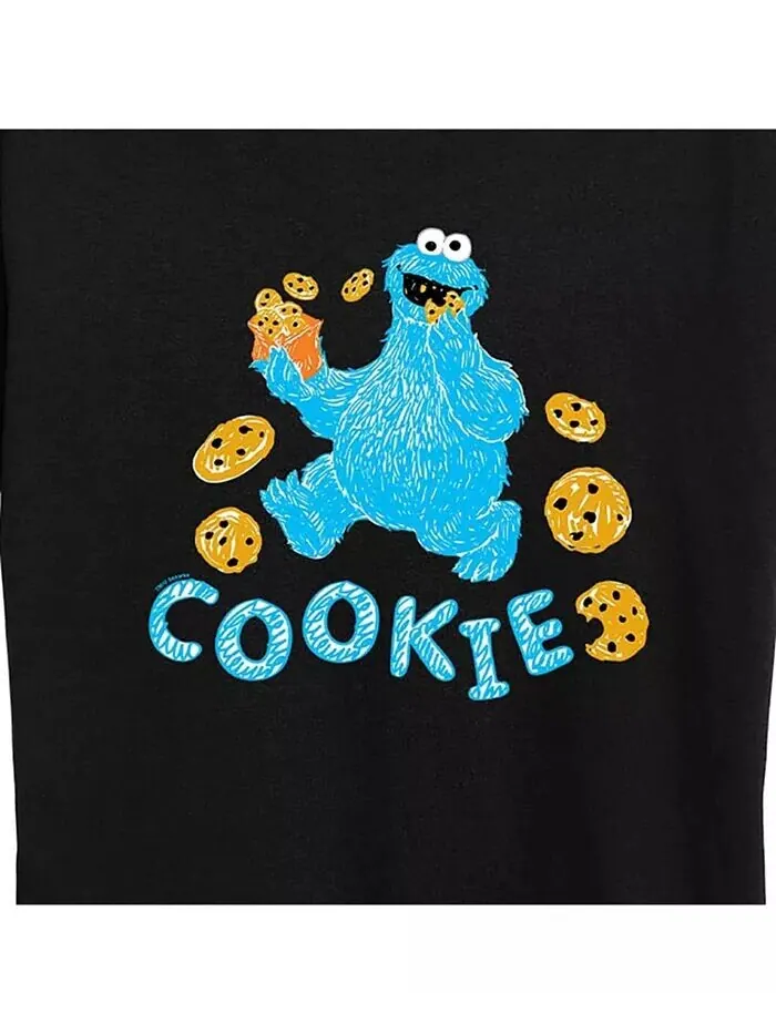 Модная футболка больших размеров с рисунком Cookie Monster Hybrid Apparel — изображение 3 из 3, черный