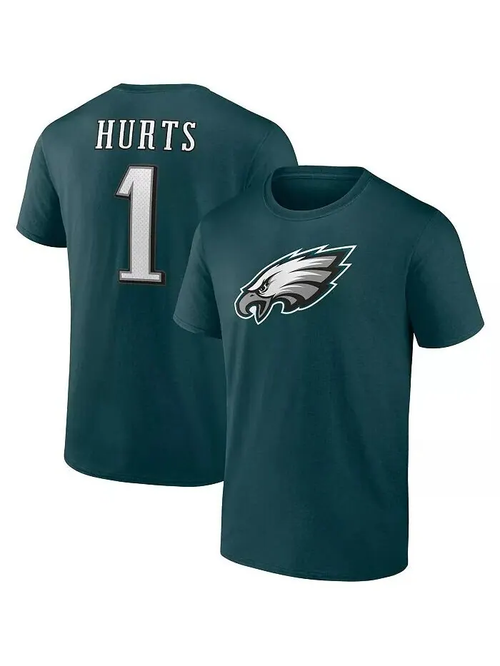 Мужская футболка Jalen Hurts Midnight Green с изображением игрока Philadelphia Eagles Fanatics — изображение 1 из 3