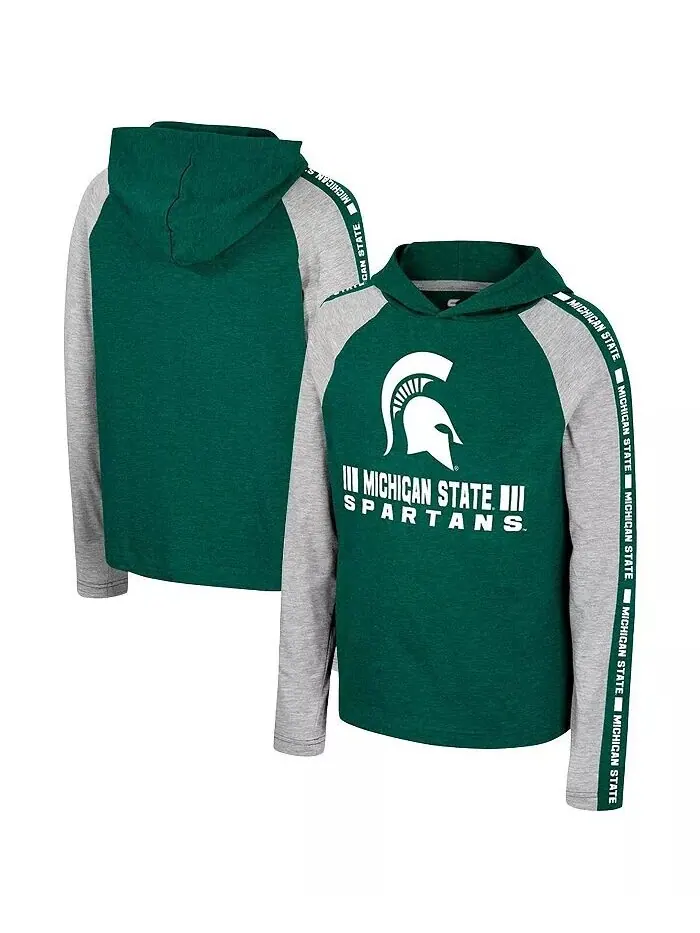 Зеленая футболка с капюшоном и длинными рукавами Big Boys Michigan State Spartans Ned Raglan — изображение 1 из 3, зеленый