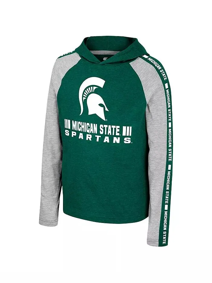 Футболка с капюшоном и длинными рукавами Big Boys Green Michigan State Spartans Ned Raglan Colosseum — изображение 2 из 3