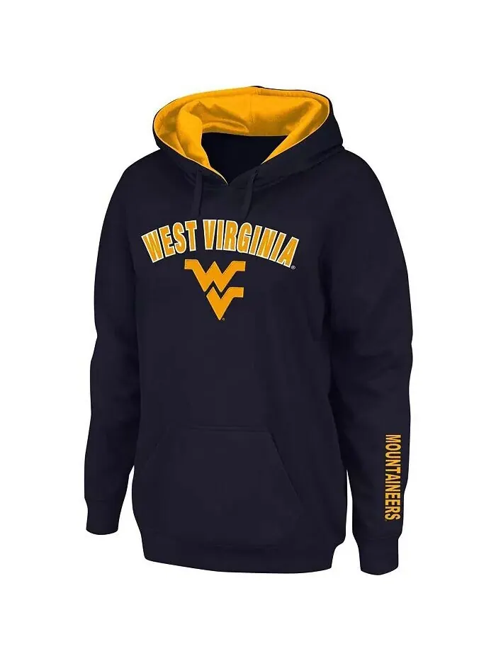 Женский пуловер с капюшоном темно-синего цвета West Virginia Mountaineers Arch и Logo 1 Colosseum — изображение 4 из 4