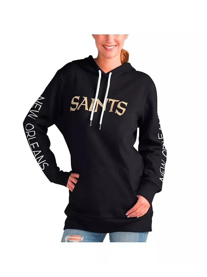 Женский черный пуловер с капюшоном New Orleans Saints Extra Inning G-Iii 4Her By Carl Banks — изображение 1 из 2