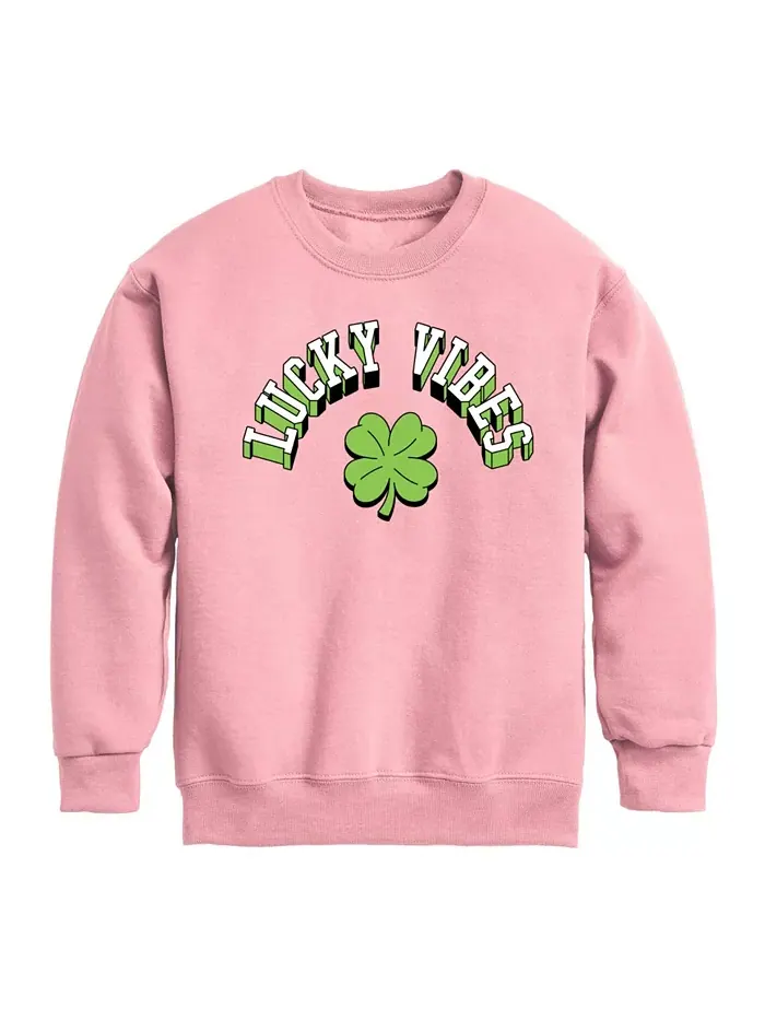Флисовая футболка с принтом Lucky Vibes для девочек постарше Hybrid Apparel — изображение 1 из 3, розовый
