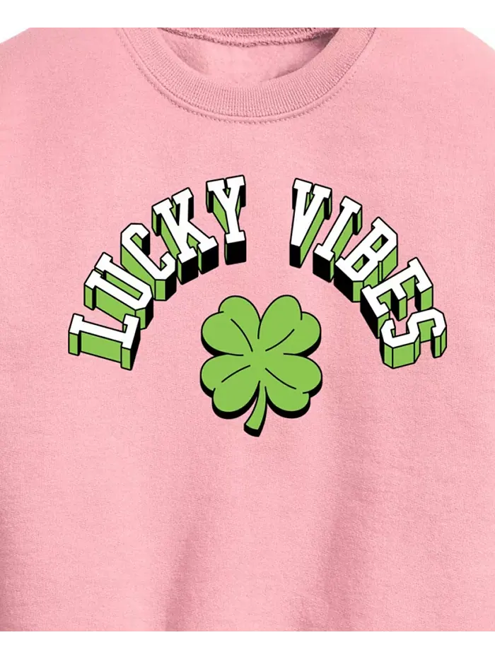 Флисовая футболка с принтом Lucky Vibes для девочек постарше Hybrid Apparel — изображение 3 из 3, розовый