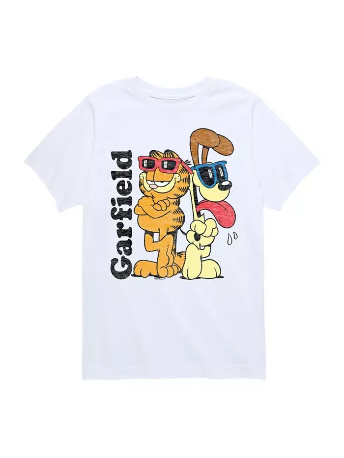 Футболка с крутым принтом для мальчиков Big Boys Cool Garfield — белый