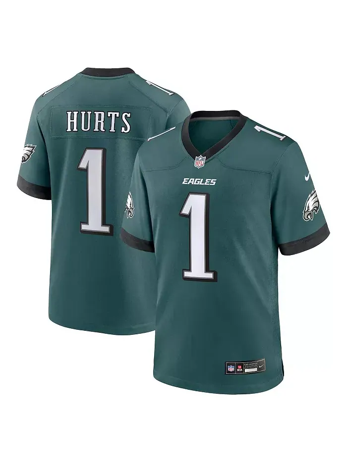 Футболка игровая альтернативная Philadelphia Eagles для мужчин Nike Jalen Hurts Fanatics — изображение 1 из 3, зеленый