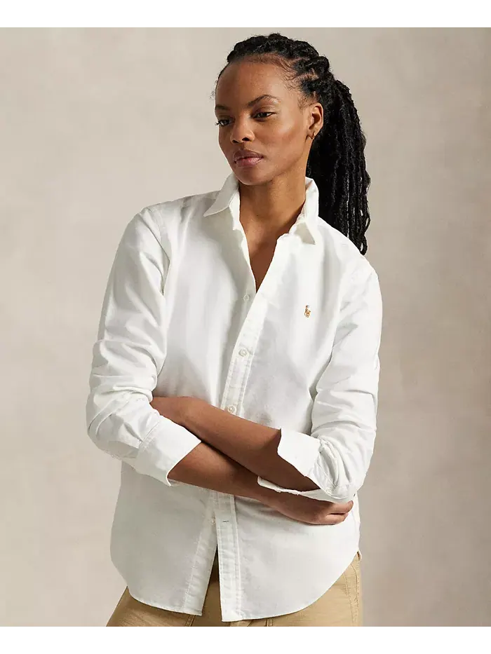 Женская облегающая полосатая рубашка Oxford Polo Ralph Lauren — изображение 1 из 6, белый