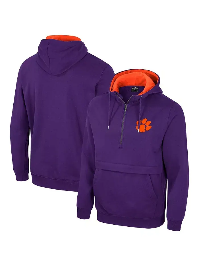 Мужская худи Clemson Tigers с молнией до половины Colosseum — изображение 1 из 3, фиолетовый