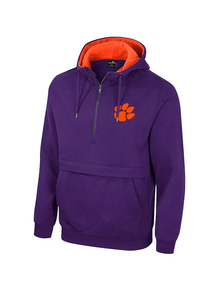 Мужская худи Clemson Tigers с молнией до половины Colosseum — изображение 2 из 3, фиолетовый