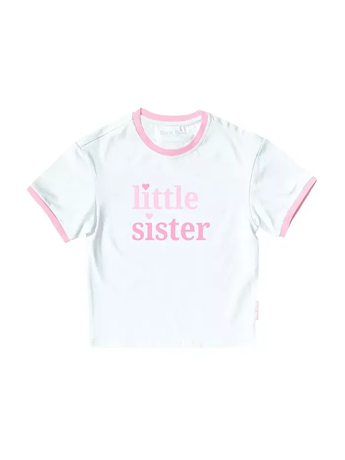 Футболка с круглым вырезом для девочки Little Sister Bits & Bows — изображение 1 из 1, розовый