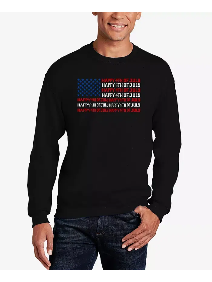 Мужской свитшот с принтом Happy 4th of July Word Art LA Pop Art — изображение 1 из 3, черный