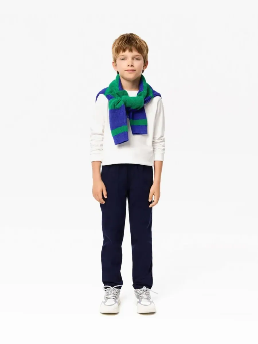 Брюки из эластичной саржи для мальчиков 8-18 лет Lacoste — изображение 1 из 8, темно-синий