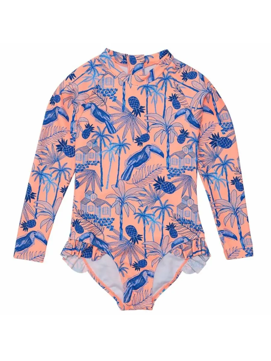 Гидрокостюм для серфинга Tropicana Vacay Sustainable Leg Frill Surf Suit Snapper Rock — изображение 1 из 4, оранжевый