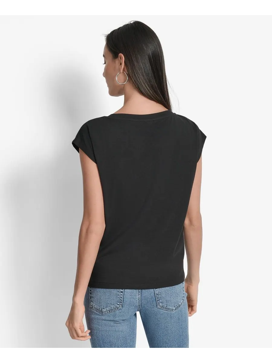 Женская футболка с круглым вырезом и логотипом Grommet Stack DKNY — изображение 2 из 6, черный