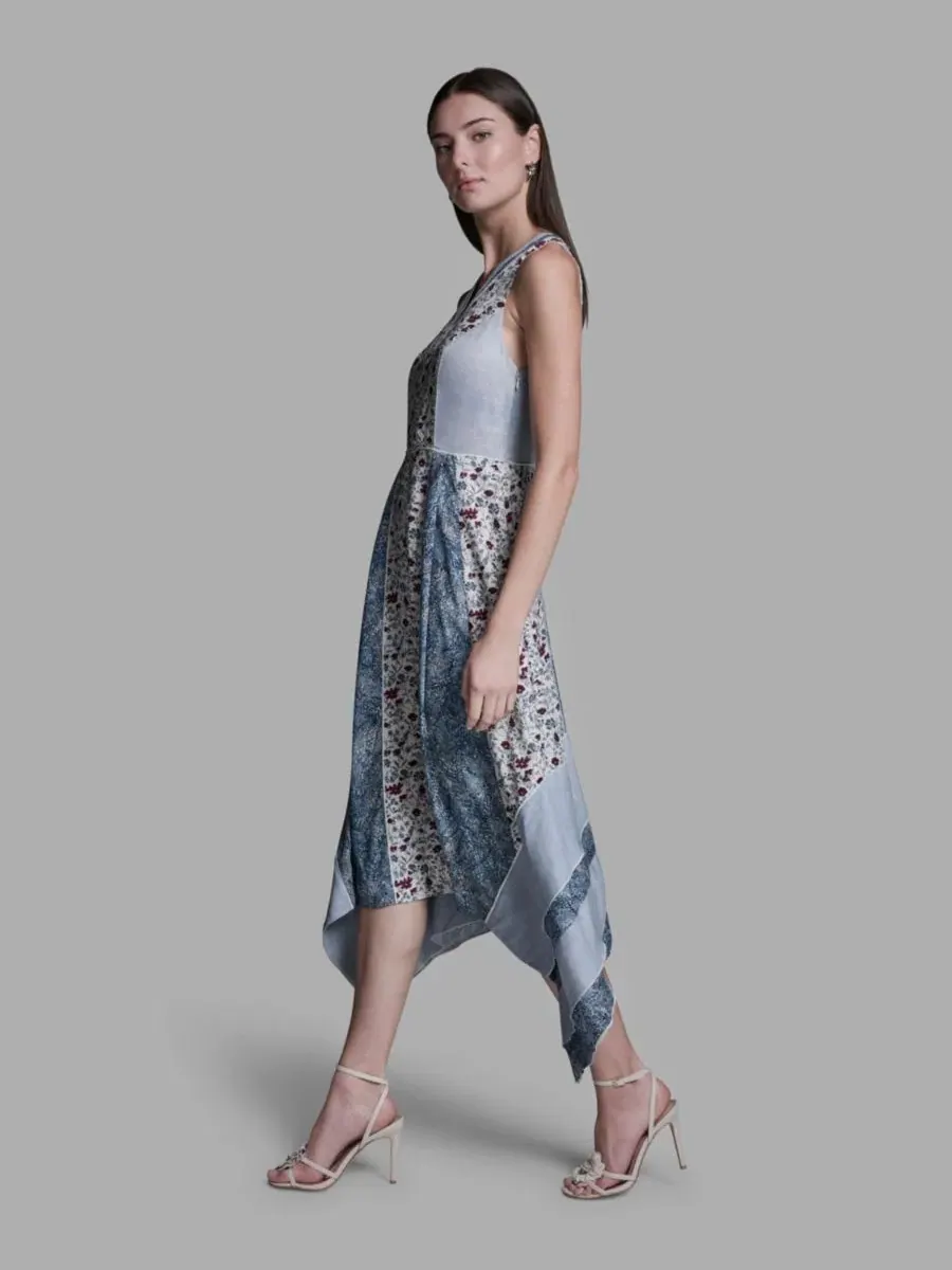 Женское миди-платье с V-образным вырезом без рукавов Bcbg — изображение 4 из 8, синий мульти