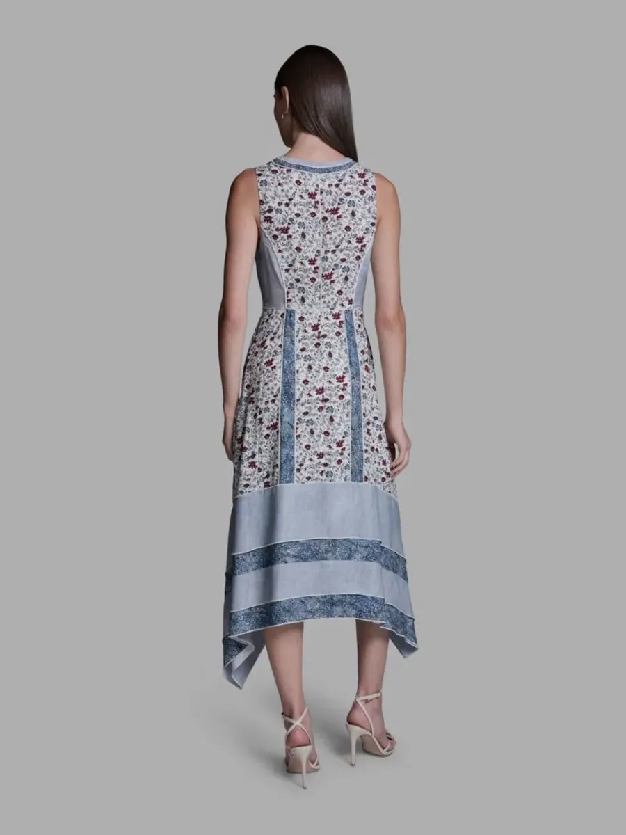 Женское миди-платье с V-образным вырезом без рукавов Bcbg — изображение 8 из 8, синий мульти
