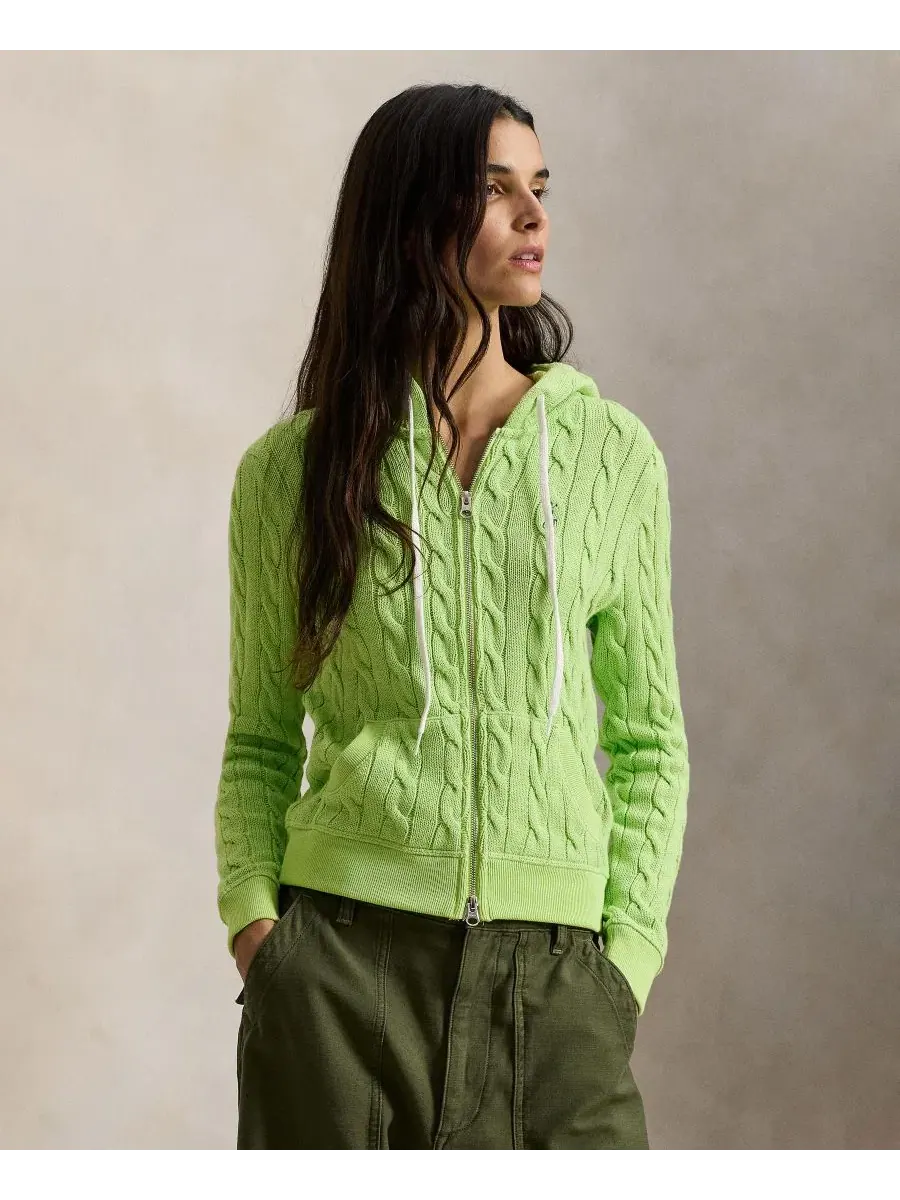 Женская хлопковая толстовка крупной вязки на молнии Polo Ralph Lauren