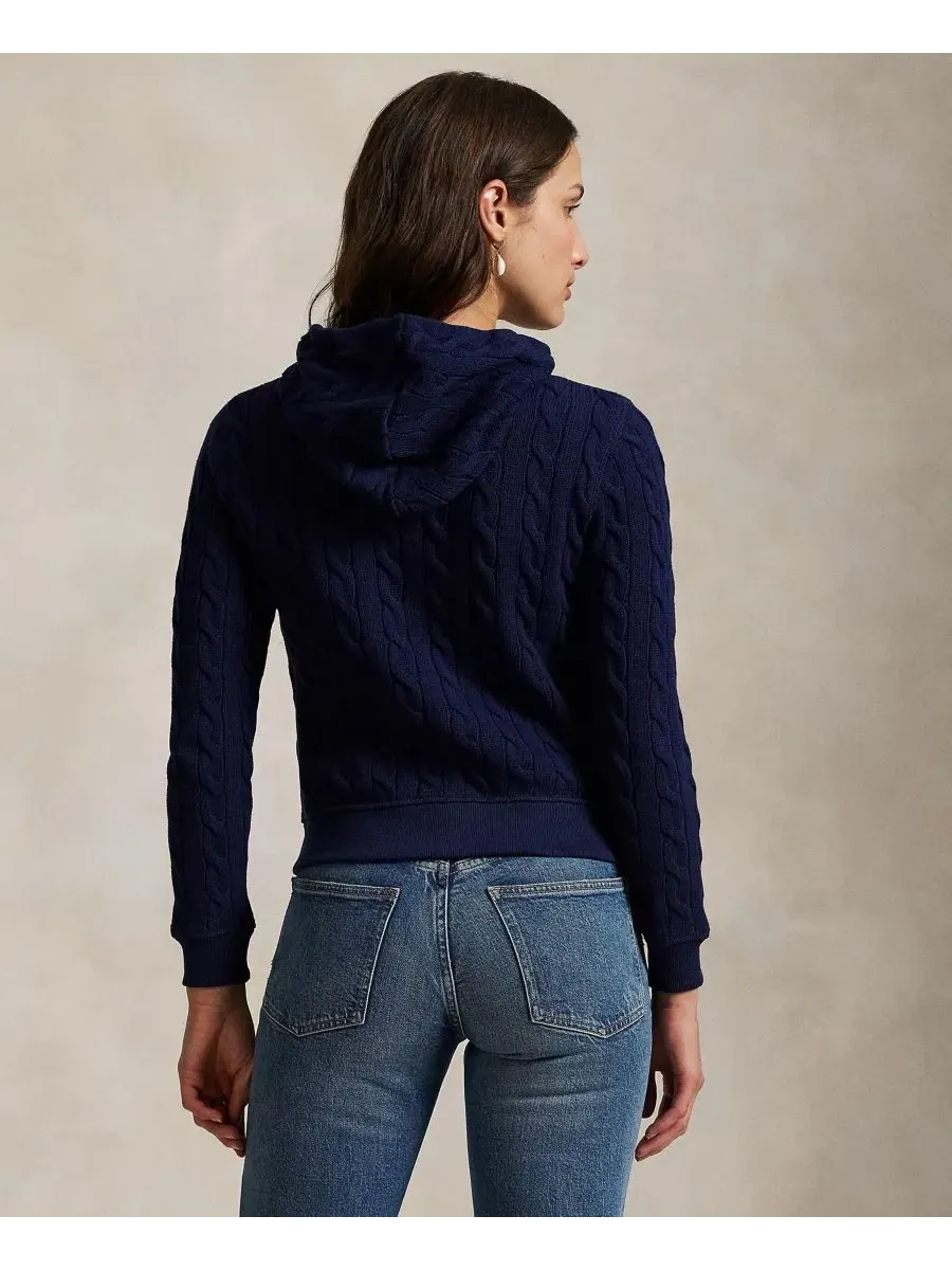 Женская хлопковая толстовка крупной вязки на молнии Polo Ralph Lauren — изображение 5 из 5, темно-синий