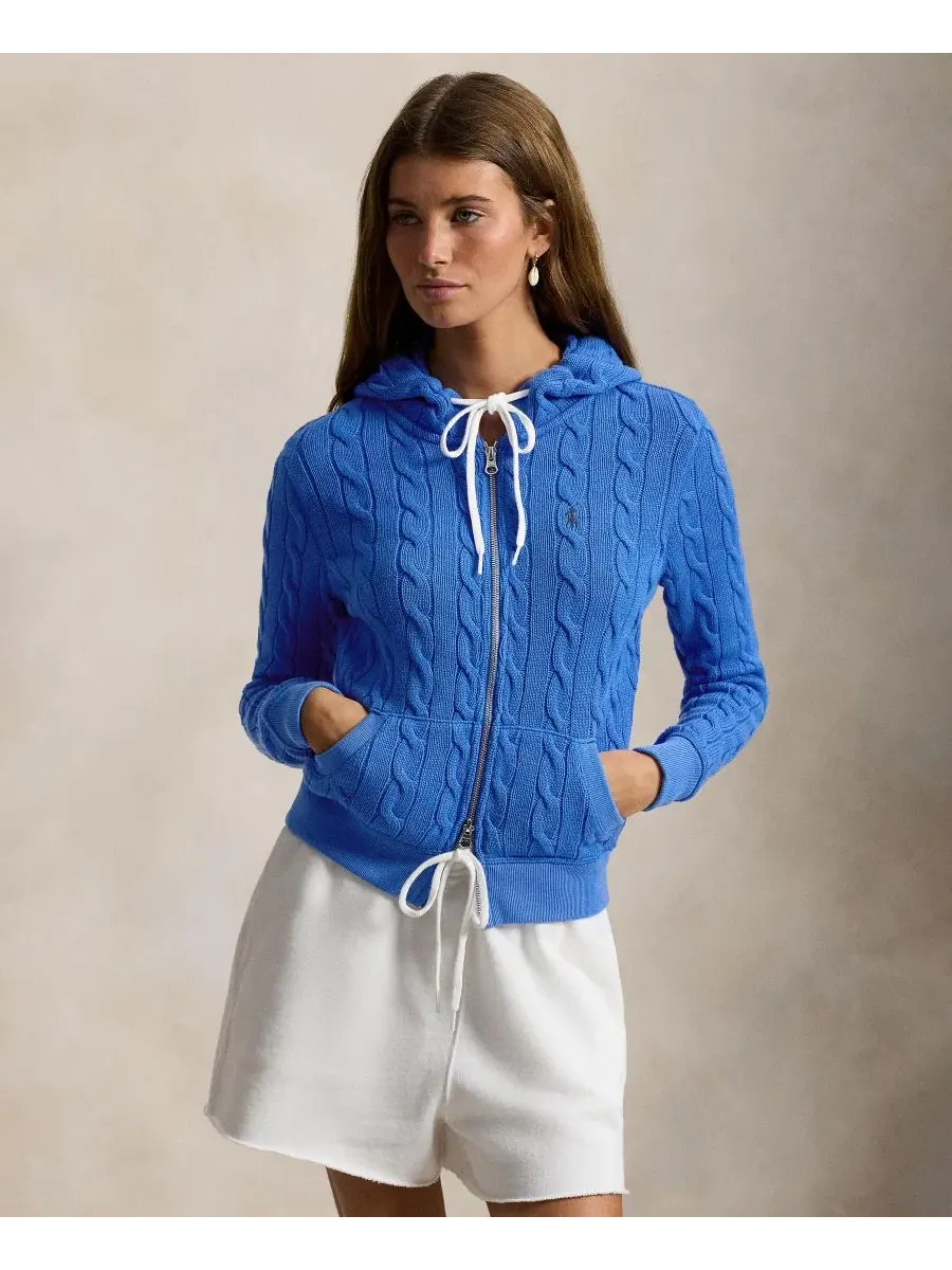 Женская хлопковая толстовка крупной вязки на молнии Polo Ralph Lauren