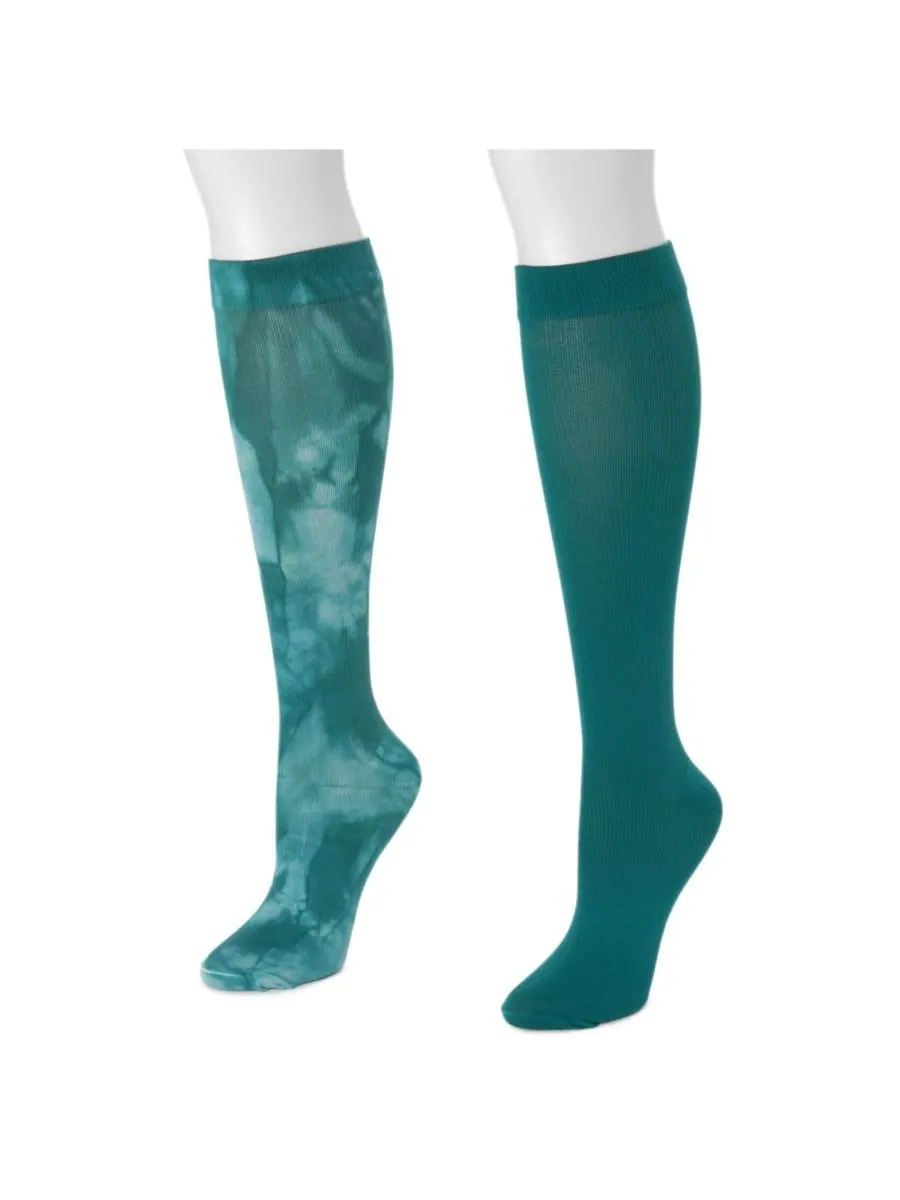 Женские компрессионные носки (2 пары в упаковке) MUK LUKS, Teal/ocean — изображение 2 из 2