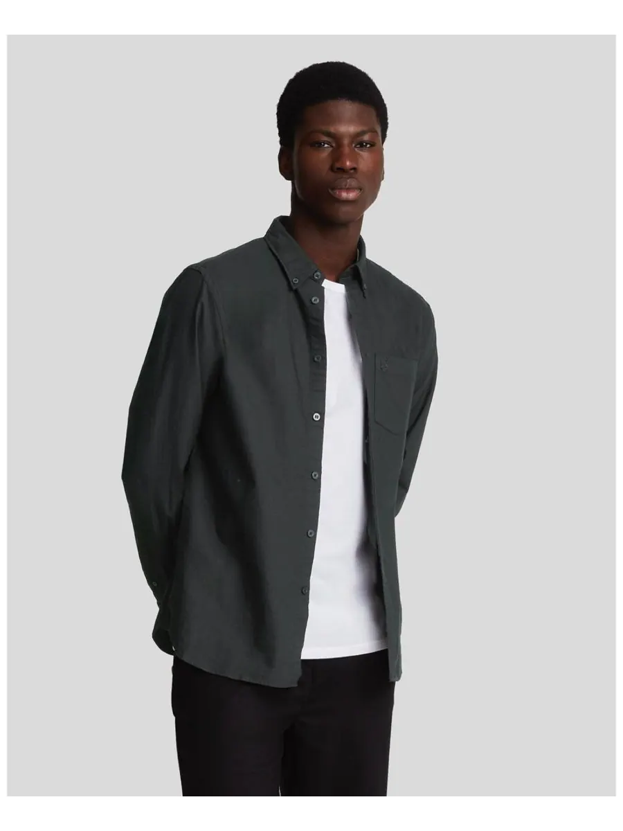 Мужская однотонная рубашка Оксфорд с изображением орла Lyle & Scott — изображение 1 из 5, черный